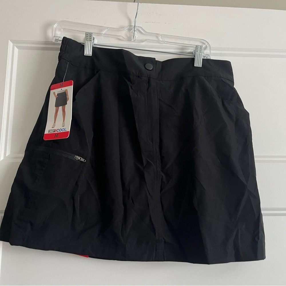 32 Degrees Cool Black Athletic Skort Zipper Pocket & Elastic Waistband M NWT - Picture 1 of 9